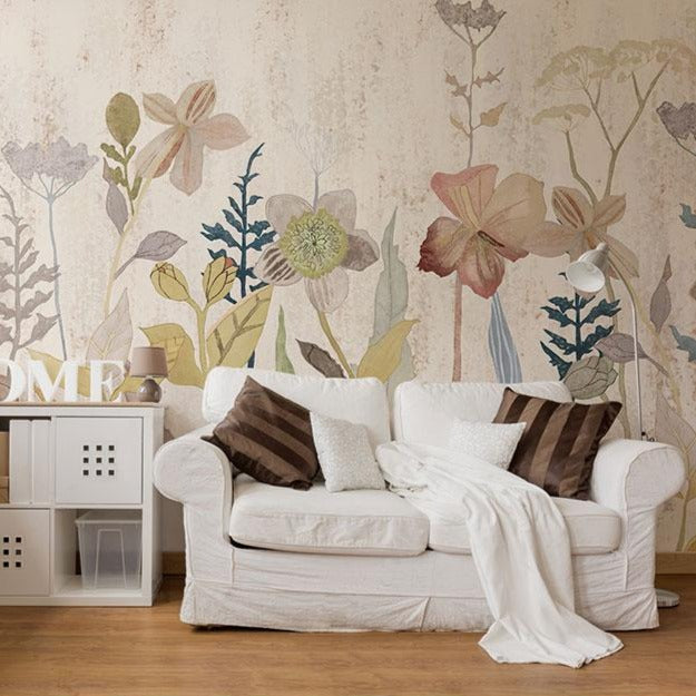 Mural Wallpaper Farmhouse Style Floral Wallcovering