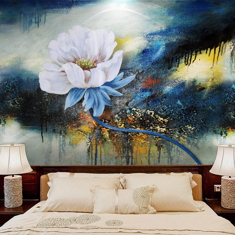 Mural Wallpaper Retro Abstract Peony Flower