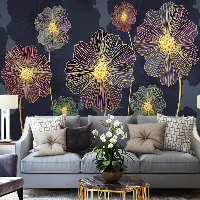 Mural Wallpaper Modern Style Plant Flowers