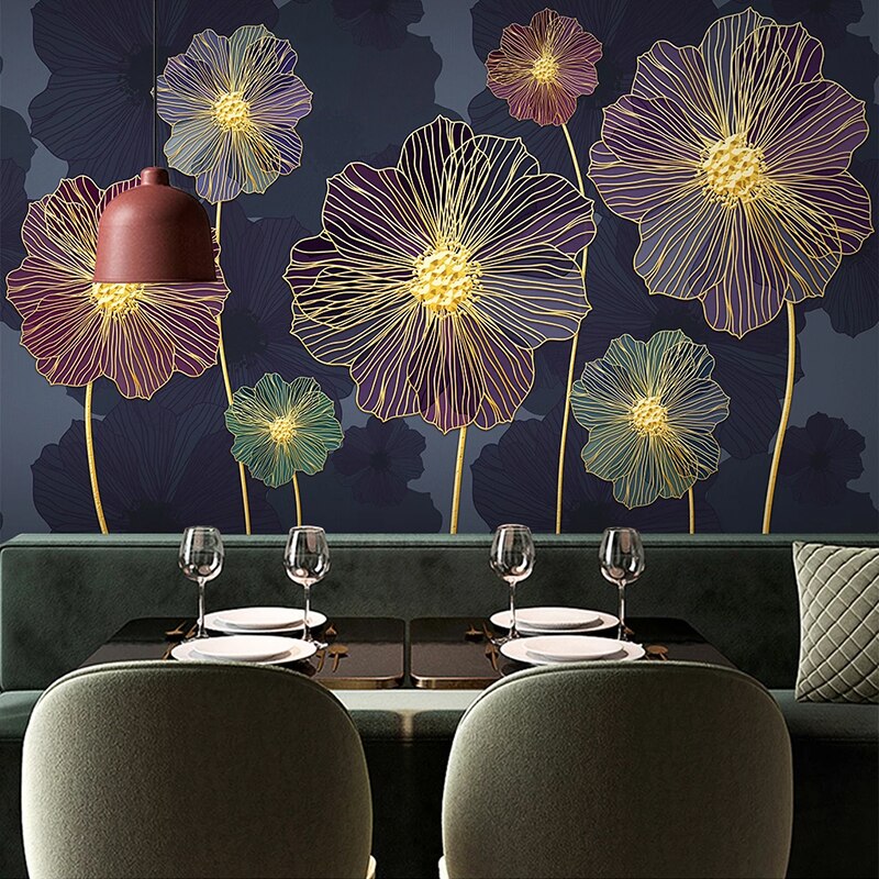 Mural Wallpaper Modern Style Plant Flowers