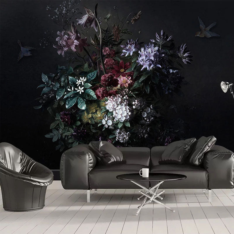 Mural Wallpaper Lily Flowers Dark Interiors