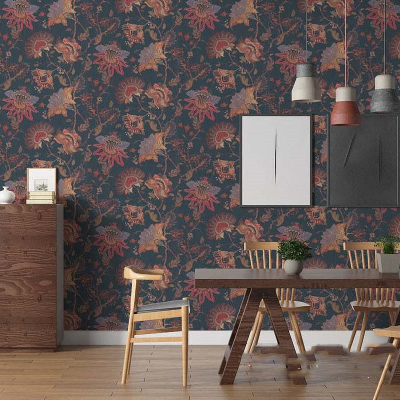 Mural Antique Dark Bold Flowers Wallpaper