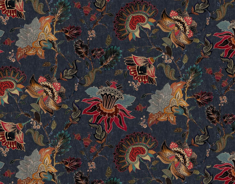 Mural Antique Dark Bold Flowers Wallpaper