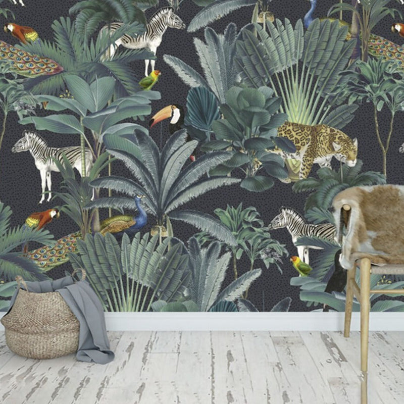 Mural Wallpaper Retro Medieval Jungle Animals