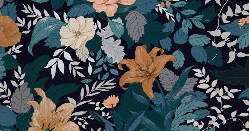 Mural Wallpaper American Style Retro Bold Flowers