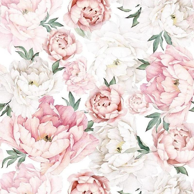 Mural Fresh Peony Flowers Floral Wallpaper