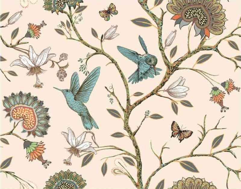 Mural Wallpaper Pastoral Style Vintage Flowers Birds