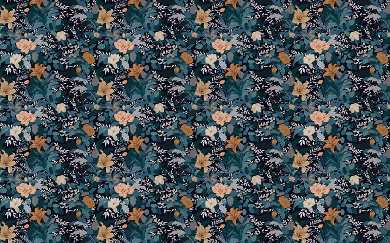 Mural Wallpaper American Style Retro Bold Flowers