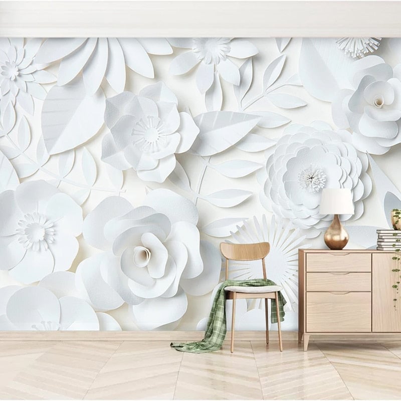 3d white flower wallpaper