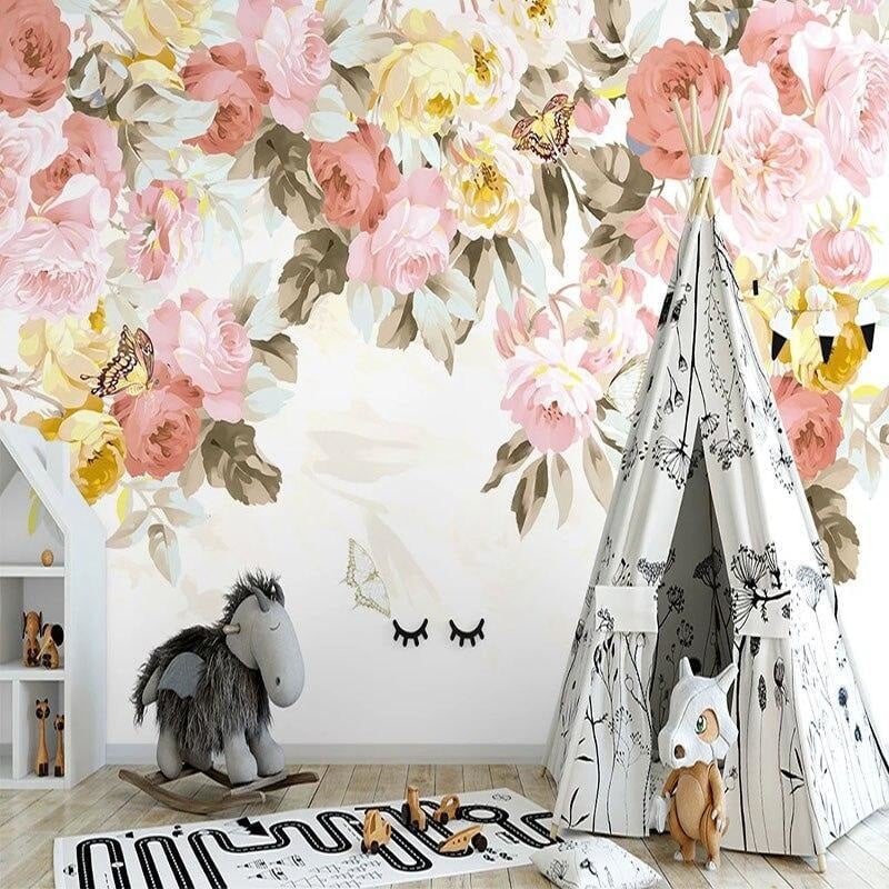 Baby bedroom flower wallpaper