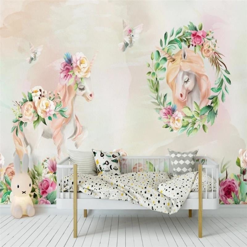 Papel pintado de flores para habitación de niña 