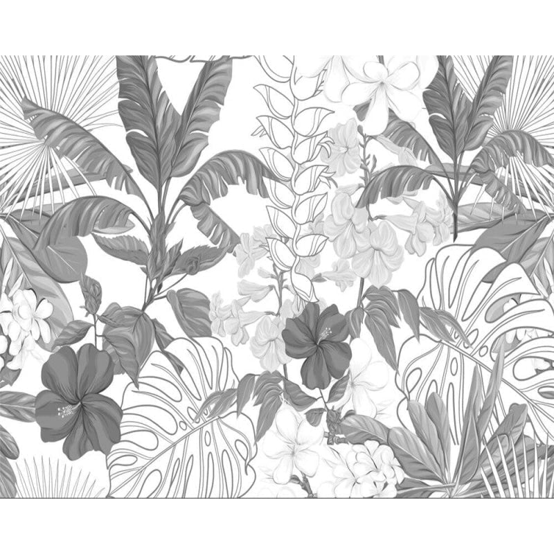 Black and white jungle panoramic wallpaper