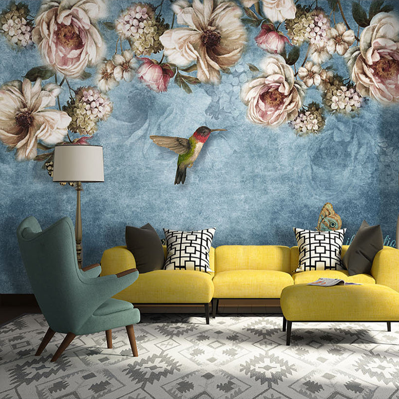 European Style Bold Blossoms Birds Wallpaper Mural