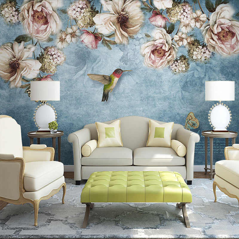 European Style Bold Blossoms Birds Wallpaper Mural