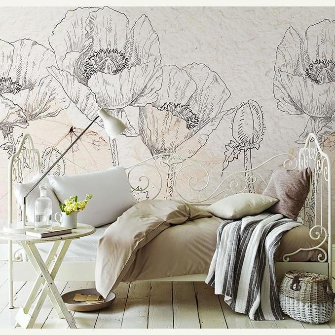 Hand-painted Floral Wallpaper Mural