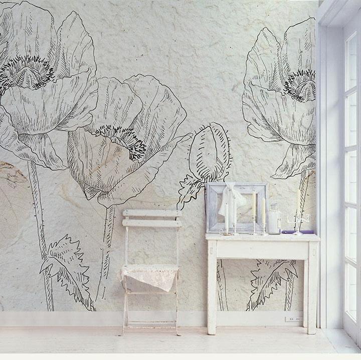 Hand-painted Floral Wallpaper Mural