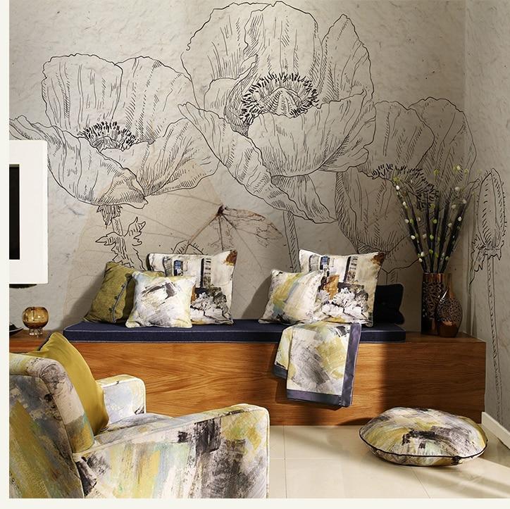 Hand-painted Floral Wallpaper Mural