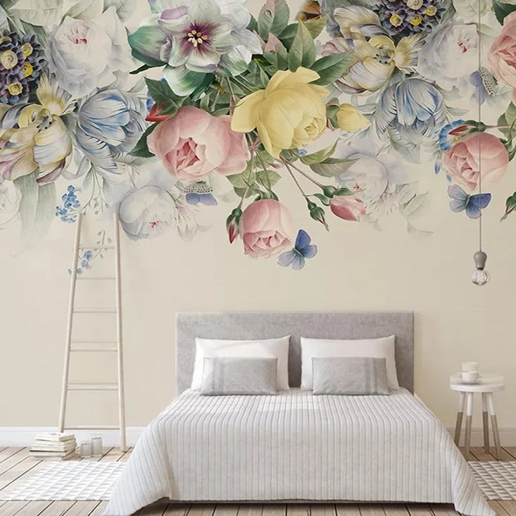 Papel tapiz mural Revestimiento de paredes floral de estilo europeo