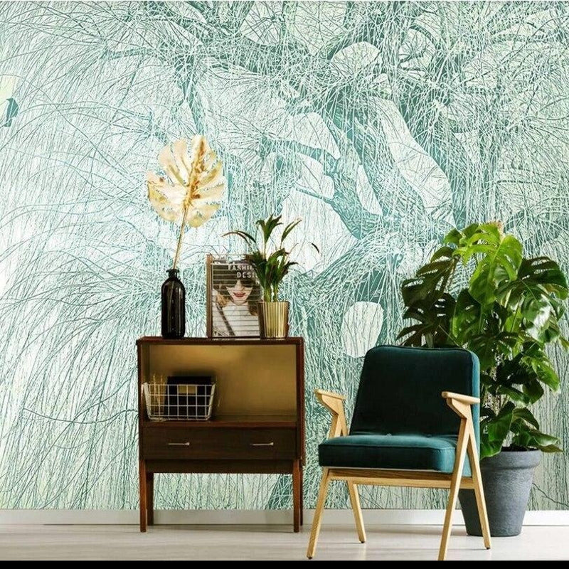 Papel Pintado Mural Arte Creativo Gran Árbol Verde 